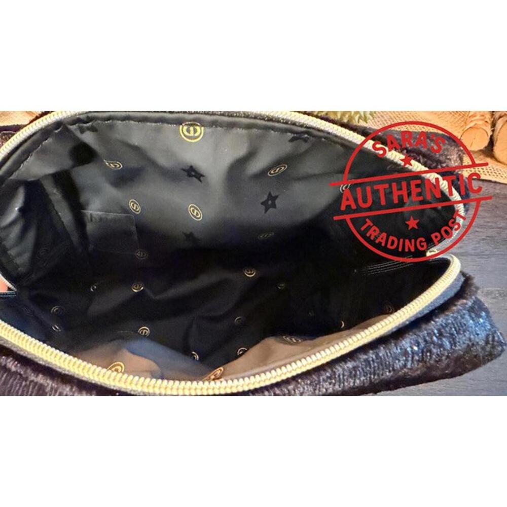 Christian Dior Black Velour Sequin Cosmetic Bag with Gold Accents GWP New In BOX - Picture 3 of 5